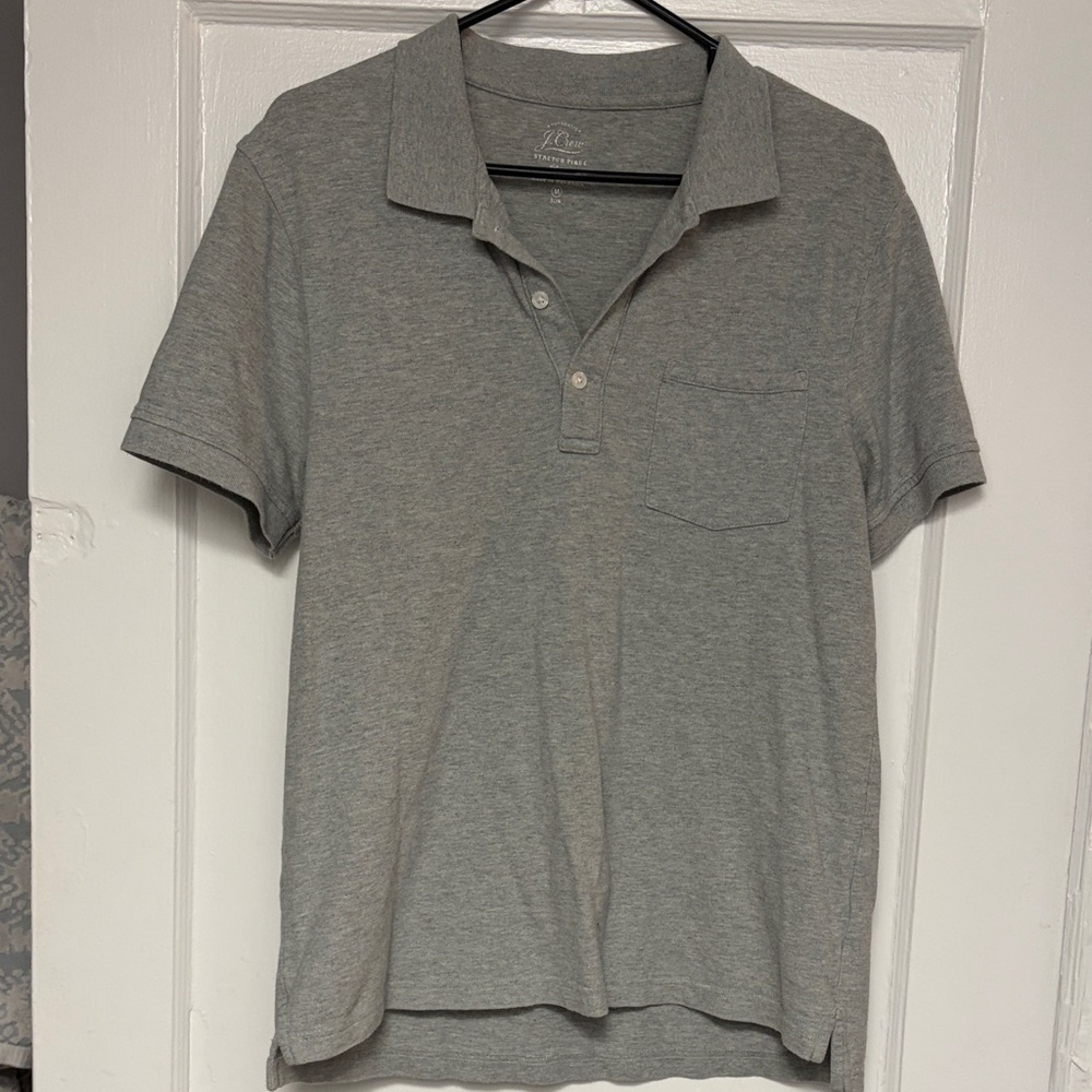 J. Crew Men's Light Gray Polo with Chest Pocket